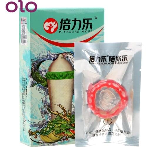 OLO 3 Pcs/Box Cock Condom Ejaculation Delayed Thorny Condom Latex Penis Sleeve G-spot Vaginal Stimulation Sex Toys for Men