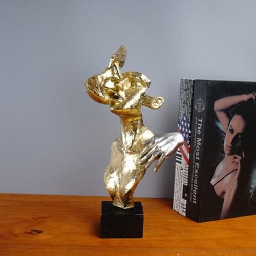 Resin Statue European-Style Abstract Couple Kissing Sculpture Home Decor Personality Creative Living Room Desktop Decoration