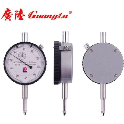 GUANGLU Dial Indicator 0-10/0.01mm Shock-Proof Dial Test Gauge with Lug Back Precision Micrometer Measuring Tools