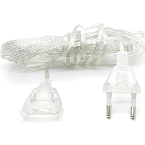2M 110V 220V EU US Plug Standard Power Extension Cord Transparent Extension Cable For LED Fairy Lights Holiday String Lights