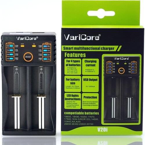 2020 New VariCore V20i 1.2 V / 3 V / 3.7 V / 4.25V 18650/26650/18350/16340/18500/AA/AAA battery USB Smart Charger