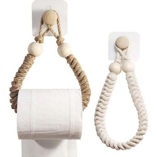 Vintage Paper Towel Rack Antique Paper Decoration Braided Rope Hook Home Hotel Bathroom Toilet Paper Towel Holder