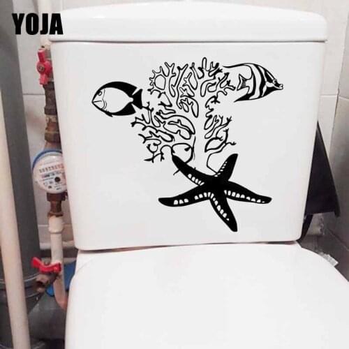 YOJA 24.2X22.2CM Sea Star Fish Marine Theme Ocean Art Toilet Seat Decals Wall Sticker T5-0373