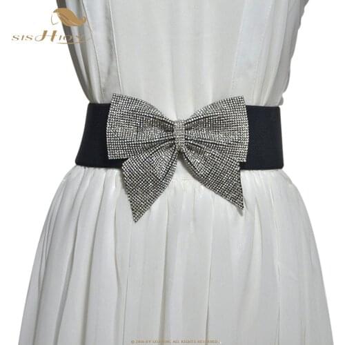 SISHION Women Elastic Waist Belt For Dresses 2020 Fashion Bow Waistband Wide Femme Black Belts High Quality QY0244