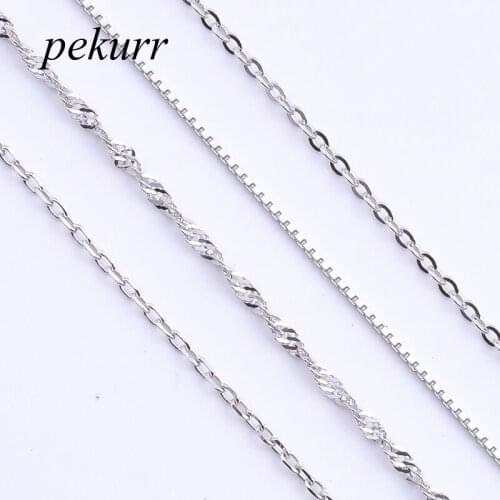 Pekurr 100% Genuine 925 Sterling Silver Necklace Chain Long Necklaces Women Box Flower Cross Chains Fashion Jewelry