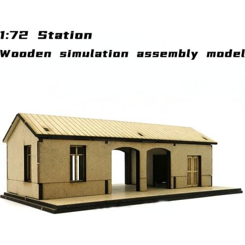 1: 72 European Supply Station Bus and Train Platform Scene Wooden Assembly Model Decoration Manual Gift