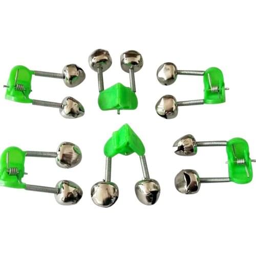 10Pcs Fishing Bite Alarms Fishing Rod Bell Rod Clamp Tip Clip Bells Ring Green ABS Fishing Accessory Outdoor Metal