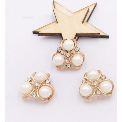 20pcs lot Pearl alloy DIY Pendant Crystal Rhinestone Buttons Flower Cluster Flatback Wedding Embellishment Jewelry Craft