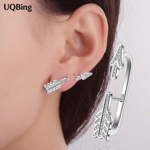 Asymmetric Crystal Arrow Shape Clip Earrings For Women Wholesale 925 Silver Accessory