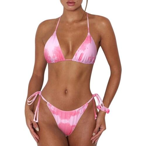 Bikinis 2019 Mujer Halter Swimwear Women Printed Female Swimsuit Thong Brazilian Micro Bikini Swimming Suit For Women Biquini