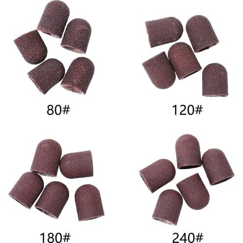 BNG 13*19mm 50pcs Sanding Bands Block Caps Without Grip120# 80# 180# 240# Sanding Cap Manicure Pedicure Electric Nail Drill