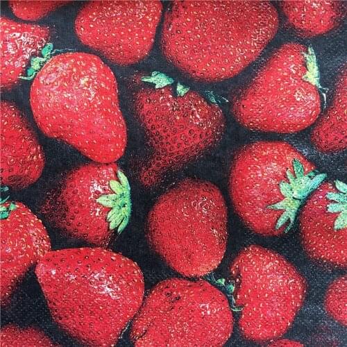 Decoupage napkins paper red tissue printed fruit strawberry wedding servilletas happy birthday party decor elegant handkerchief