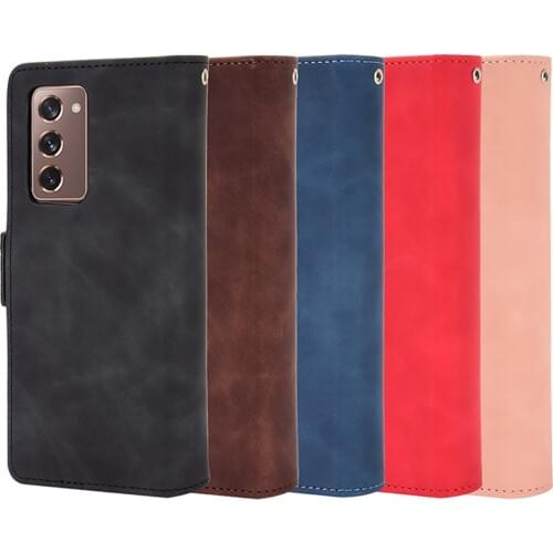 Retro Leather Flip Phone Case Protective Cover Skin with Wallet Card for Samsung Galaxy Z Fold2 5G Phone Shockproof Sleeve Shell