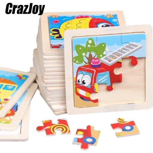 Wood Intelligence Jigsaw Puzzle Cute baby Cartoon Animals/Traffic For kid Gift Children Educational Learning Games Wooden Toys