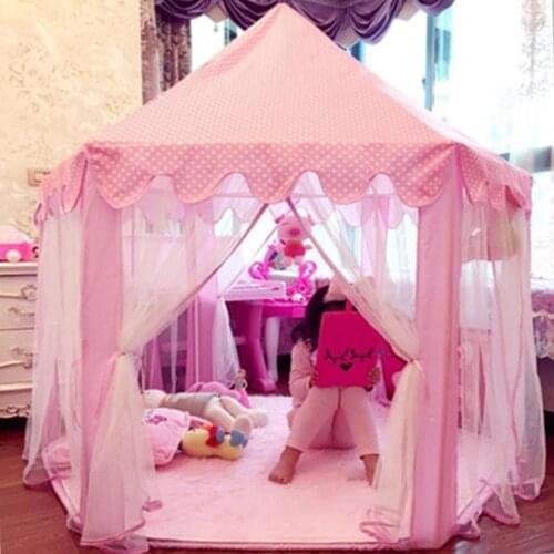 Children Garden Hut Princess Pink Castle Fabric Tents Lodge Girls Boys Outdoor Folding Play Tent Lodge Child Ball Pool Playhouse