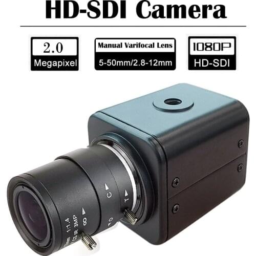CCTV Full 1080P HD-SDI 2.0MP Industrial Camera 5-50mm 2.8-12mm Manual Varifocal Lens CCTV Security Box SDI Camera With 12v Adapt
