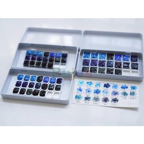 DS) DanielSmith Artist Watercolor Set, Blue Series, 19 Colors, Small Enough To Carry Around,0.5ml/1ml Set,Sketching Outside