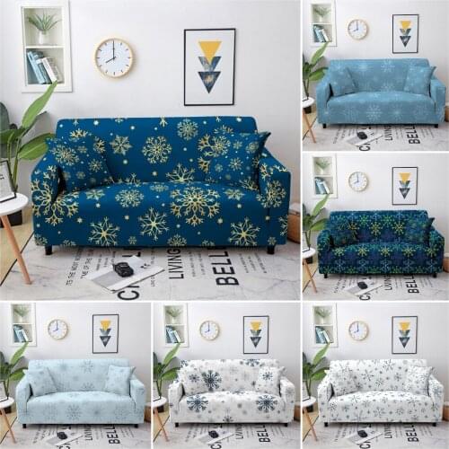 Snowflakes Pattern Elastic Sofa Cover For Living Room Stretch Sofa Slipcovers Anti-dust Sectional Couch Cover 1/2/3/4 Seater