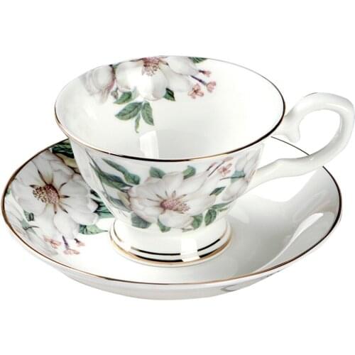 Porcelain coffee cup and saucer bone china coffee set "C" mark design Top Grade outline in gold tea cup and saucer set saucer se