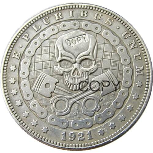 HB(73)US Hobo 1921 Morgan Dollar Skull Zombie Skeleton Silver Plated Copy Coins