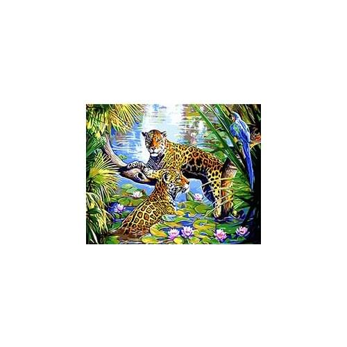 MaHuaf-X1121 Leopard is swimming in the water painting paint by numbers Hand-painted canvas oil painting for home decor