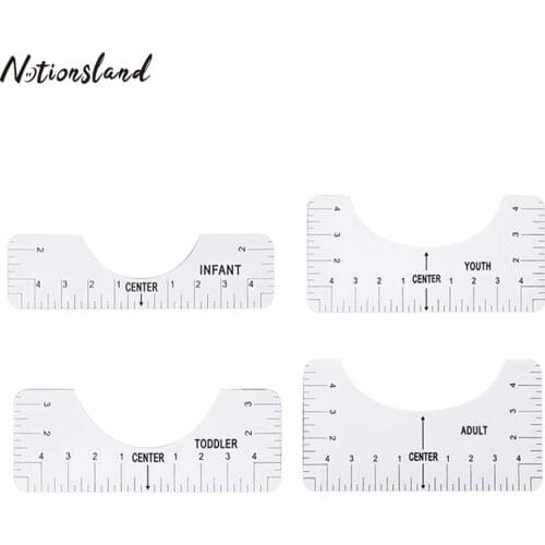 4pcs T-Shirt Alignment Ruler Craft Ruler for Guiding Clothing Design Drawing Template Tool Set DIY Making Sewing Accessories