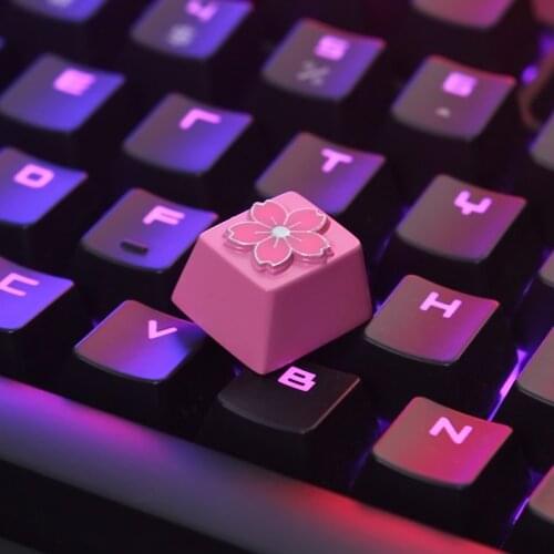 Mechanical Keyboard Keycaps Keystone 1 PC Cherry Blossoms Personality Zinc Aluminum Alloy R4 Height for MX Switch Customize DIY