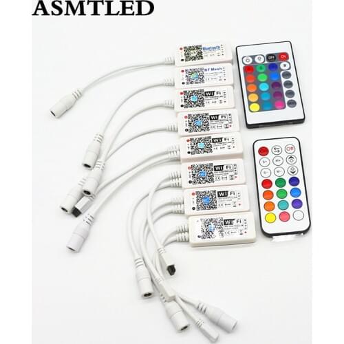 DC 5V 12V 24V Mini Bluetooth / WiFi Controller IOS Android Phone APP 24Key IR / 21Key RF Remote Controler For RGB RGBW LED Strip