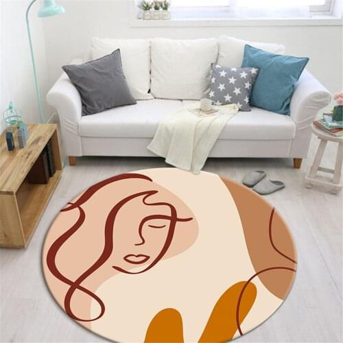 Fashion Abstract Girl Geometric Pattern Carpet Round Sofa Carpet Living Room Area Rug Bedroom Floor Mat Bathroom