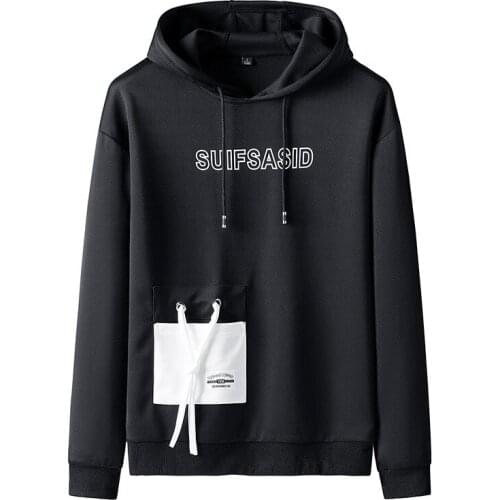 Man Retro Character Print Loose Hooded New Mens Hip Hop Tide Hoodies Streetwear Male Hoodies