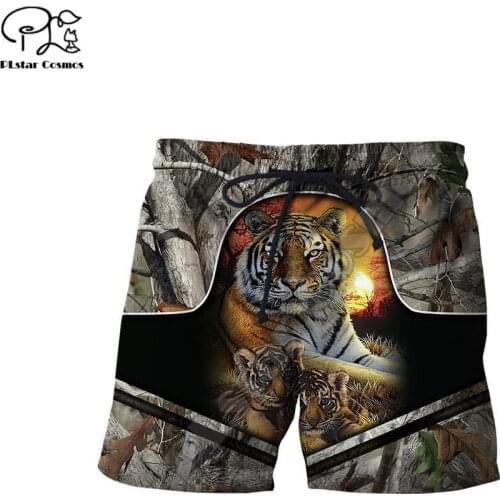 PLstar Cosmos Beautiful Tiger Mens Shorts Cool Fashional Summer Animal Casual Shorts Harajuku 3D Printed Loose Beach Style-T30