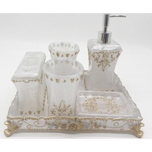Bathroom Accessories Set Toothbrush Holder Soap Dispenser Toothbrush Holder Lovers Cup Soap Dish Tray Wash Room Storage Set