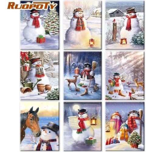 RUOPOTY Scarf snowman DIY Painting By Numbers Set Oil Paints 50*70 diy paints by numbers Living room gift on canvas