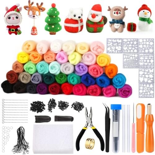 LMDZ Needle Bonding Starter Kit Needle Bonding Supplies With 40-Color Wool Knitting Wool Needles Bonding Needles Foam Pads