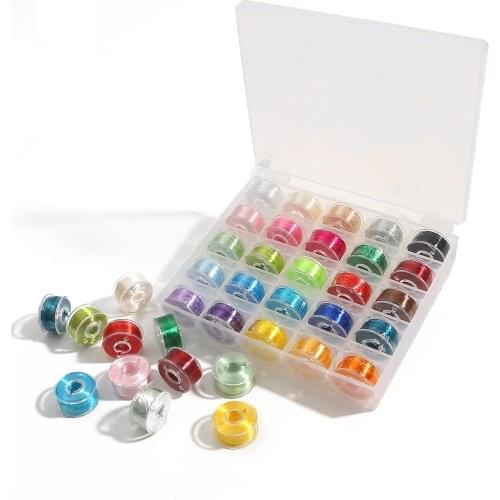 25 Grid Boxed 25 Color Transparent Single-Strand High-Brightness Winding Ice Silk Thread Set DIY Home Sewing Craft Accessories