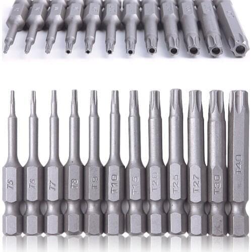 New 12Pcs/Set Security Bit Set Tamper Proof Screwdriver Drill Bit Screw Driver Bits Hex Torx Flat Head 1/4" Driver Bits #86747