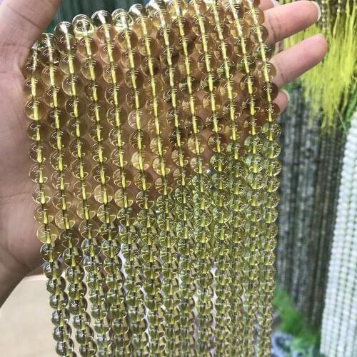 Natural AA Lemon Quartz 6-12mm Smooth Round Clear Crystal Wholesale Bead for jewelry making diy design bracelet necklace