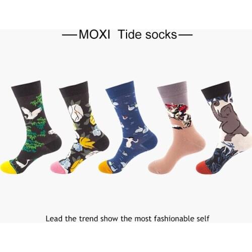 Couple Cartoon Printed Ins Style Socks Hip Hop Cotton Flamingo Elephant Unisex Autumn Winter Socks Women Men Fashion Quality Hot