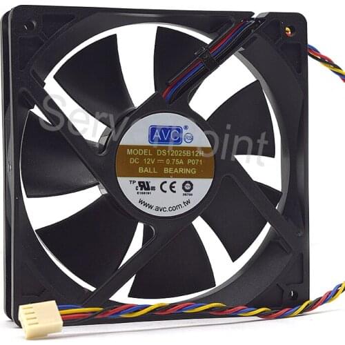 New for AVC 12025 12cm DS12025B12H 12V 0.75a dual ball 4 wire temperature control fan
