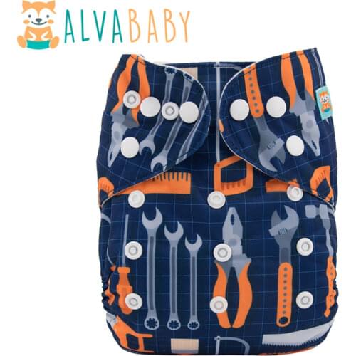 New Arrival! Alvababy Reusable Nappies Double Row Snaps Pocket Diaper with 1pc Microfiber Insert
