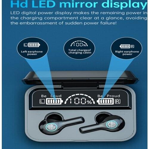 Original R13 Black Bluetooth 5.0 Earphones TWS Fingerprint Touch Headset Sport Earbuds Gaming Headsets with 2000mAh Charging Box