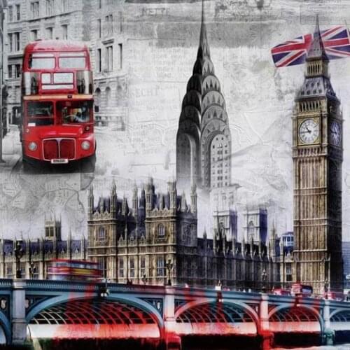 Full 5D Diy Daimond Painting London Bus Square/round Diamant Embroidery Street Scenery Full Drill Picture By Numbers Kit