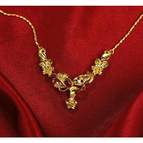 Supply Of Jewelry Tassels Flower Necklace Retro Copper Plated 24k Gold Necklace Female Jewelry