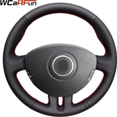 WCaRFun Hand-Stitched Genuine Leather Car Steering Wheel Cover for Renault Clio 3 2008 2009 Clio dynamics 2008 clio mk 3 2010