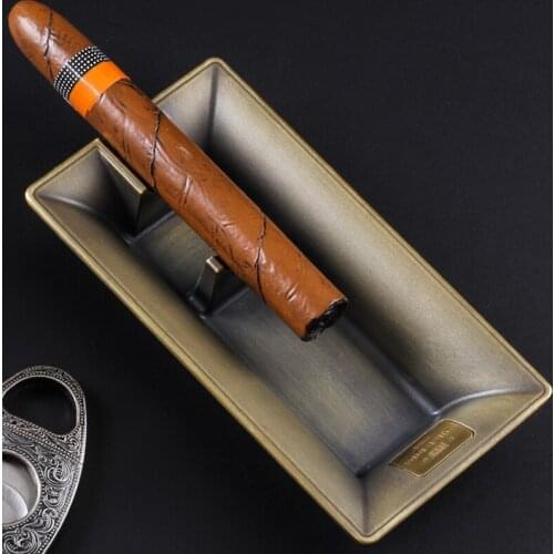 Retro Zinc Alloy Cigar Ashtray Metal Ash Tray Outdoor Luxury Hold Cigar Cigarette Ashtrays Home Decor Cigars Accessories