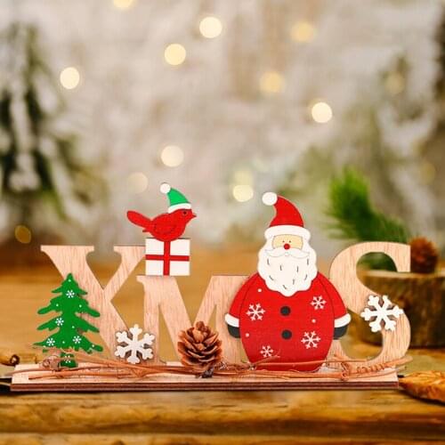 Merry Christmas Wooden Santa Claus Elk Ornament Christmas Table Decor For Home 2020 Neol Natal Cristmas Decor New Year 2021