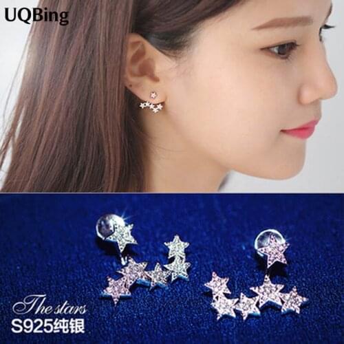 Fashion 925 Sterling Silver Cubic Zirconia Star Wedding Stud Earrings For Friends Gifts