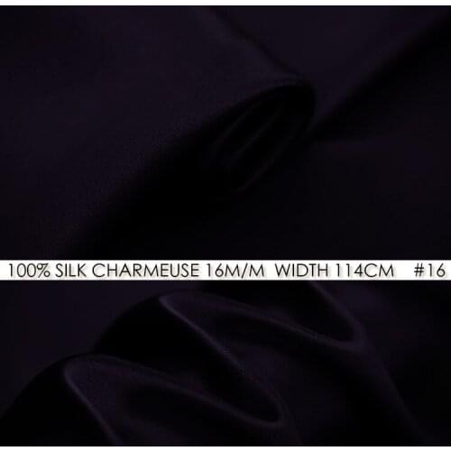 CISULI SILK CHARMEUSE SATIN 114cm width 16momme/100% Pure Silk Fabric Satin Fabric Deep Purple NO16