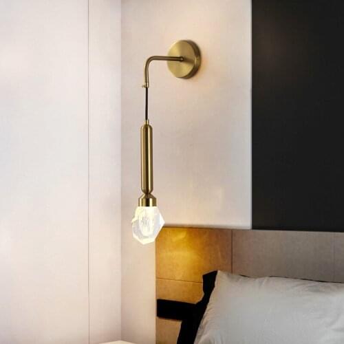 Modern Crystal Wall Lamp Chrome Copper Simple Wall Light Golden LED Sconce For Bedroom Living Room Dining Stair Restroom