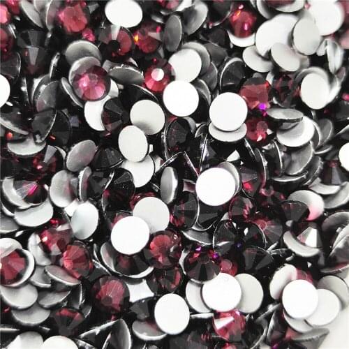 Dk Amethyst All Size glass crystal FlatBack Non HotFix Strass glue on Fabric Garment Rhinestone Nail Art Stone